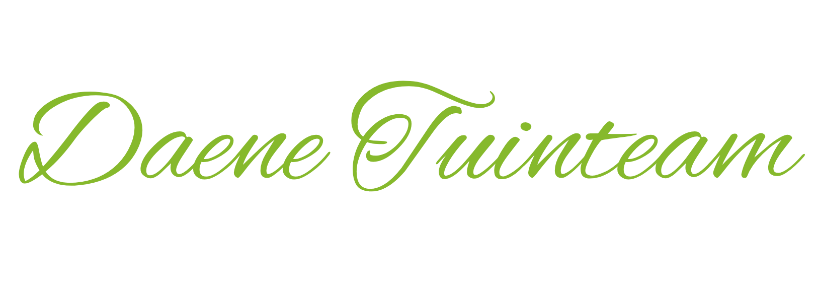 Dit is het logo van Daene Tuinteam in hun huisstijl groen. De tuinaannemer waarop u kan bouwen, heel het jaar door.